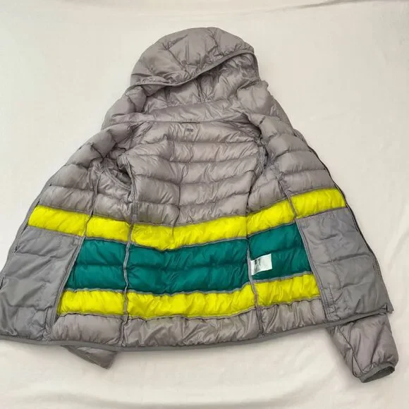 Uniqlo Down Filled Puffer Jacket Womens XS Gray Packable Coat Hooded Lightweight - Picture 3 of 11